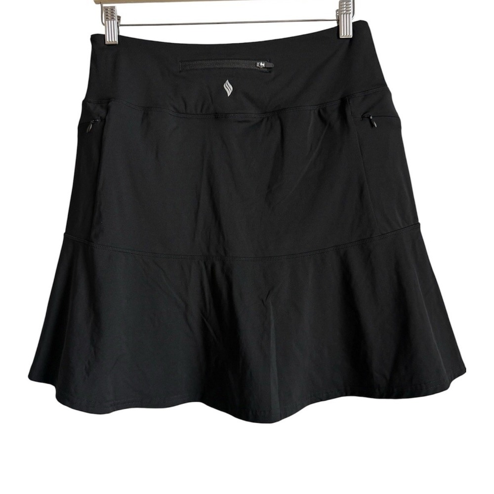 SANTINY Black Ruffled Golf Skort 19"Athletic Tennis Skirt Coquette Gorpcore L